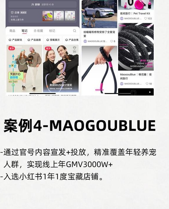 MAOGOUBLUE 小红书官方账号运营完整画面